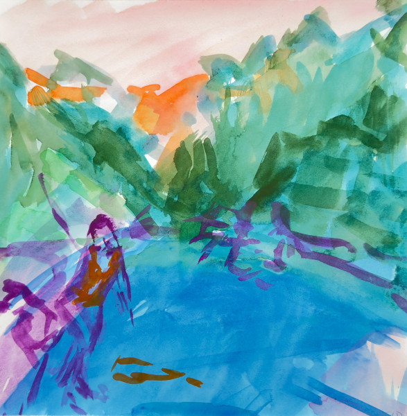 Julie Held Jump watercolour Framed Artwork: 31 x 31cm Frame: 61 x 61cm