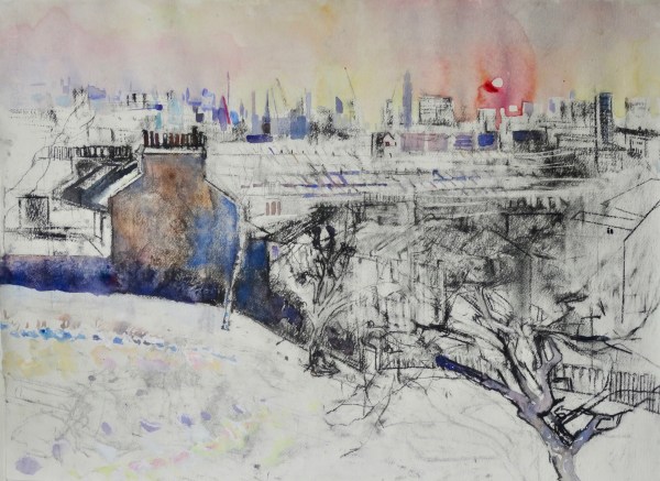 Sophie Knight, Snow on Rooftops with Late Sun, View from Telegraph Hill
