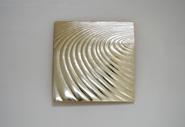 Circling, 80 cm square , 12 ct white gold on carved wood