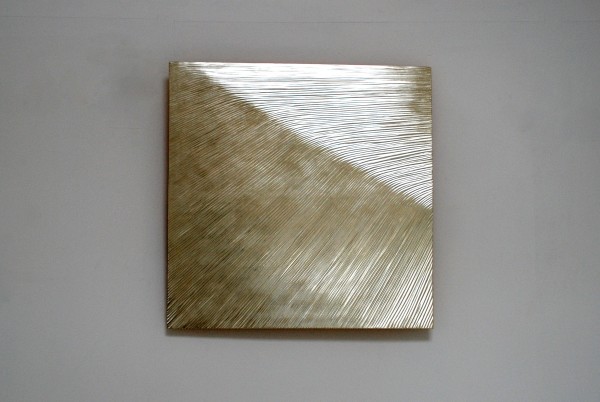 Ridge, 80 cm square , 12 ct whie gold on carved wood