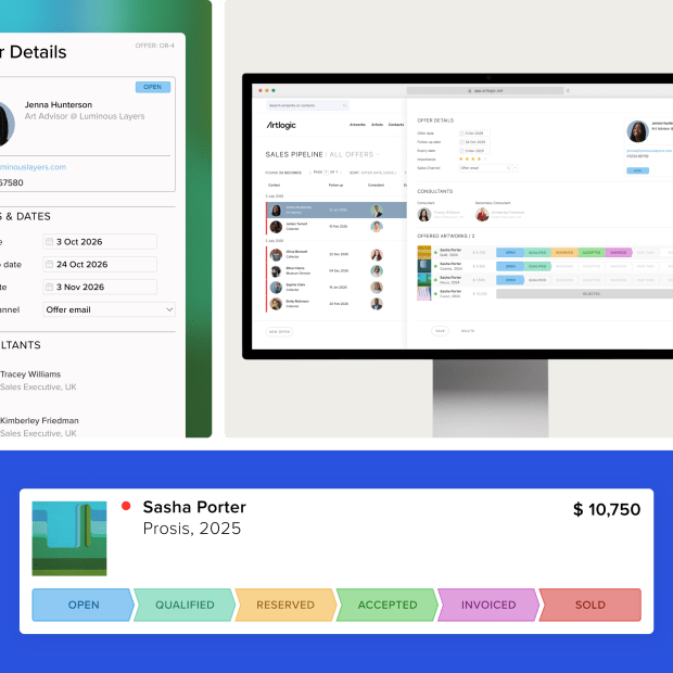 Artlogic Sales Pipeline dashboard for galleries