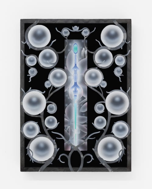 At the center of Mevlana Lipp's work 'Needle' (2025), a stiletto emerges as the dominant element, surrounded by blossoms. In...