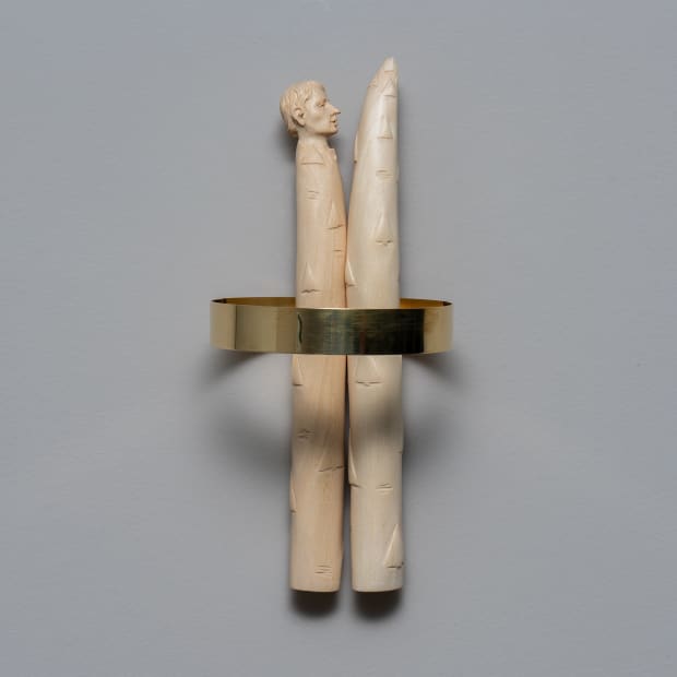 'My Projection” (2024) is a sculptural work by Young-jun Tak. Hand-carved from lime wood by a Bavarian family of master...