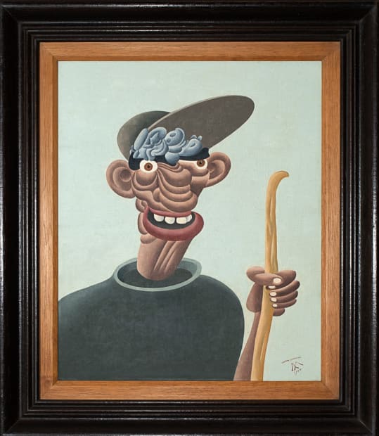 Homem Borracha (1984) is the portrait of a subject who titles the work, holding a rubber hose as though indicating...