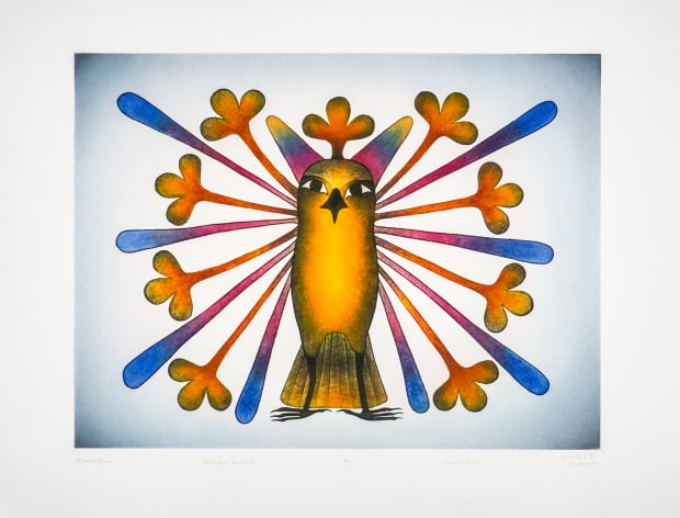 KENOJUAK ASHEVAK, C.C., R.C.A. (1927-2013) KINNGAIT (CAPE DORSET Grand Dame, 2009 #9 etching and aquatint, sheet: 31.5 x 41 in...