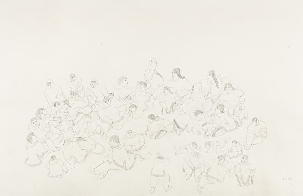 Hannah Kigusiuq HANNAH KIGUSIUQ (1931-) BAKER LAKE (QAMANI'TUAQ) Community Gathering, mid-1970s graphite on heavy wove paper, 26 x 40 in...