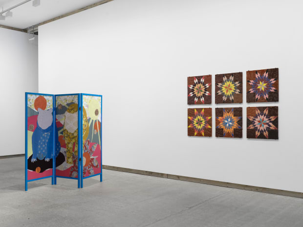 Małgorzata Mirga-Tas’s practice addresses anti-Roma stereotypes and engages in building an affirmative iconography of Roma communities. She uses patchworks made...
