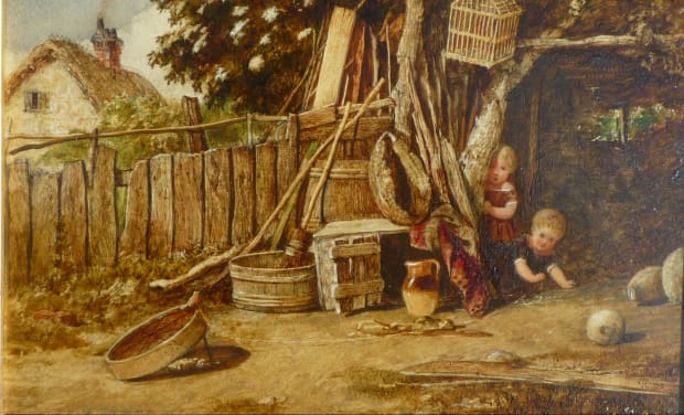 Pair of Paintings of Children Playing