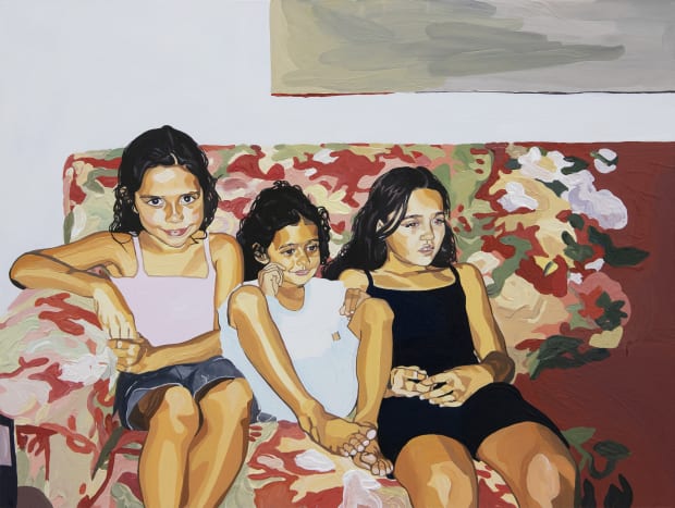 Thea Anamara Perkins Three sisters, 2021 acrylic on clayboard 30.5 x 40.5 cm