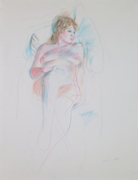 DAVID HOCKNEY: CELIA NUDE, 1975, coloured crayon on paper, 25 5/8 x 19 3/4 inches / 65 x 50 cm,...