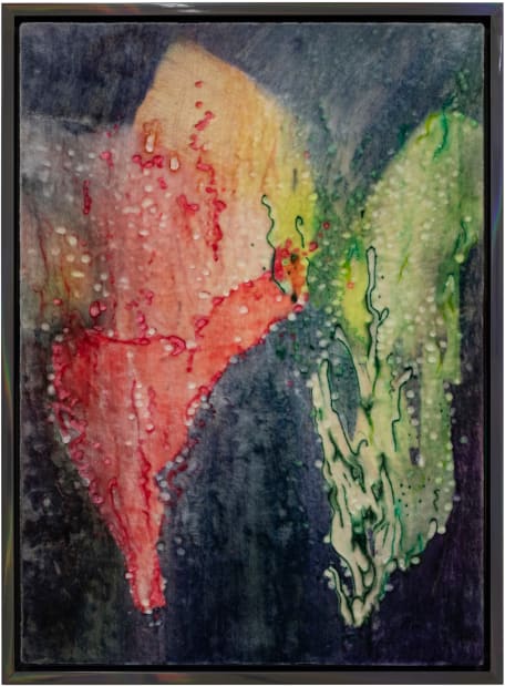 Travis Boyer Champagne Bursts, 2025 Dye on silk velvet on panel in artist frame 63.5 x 46 cm (28 x...