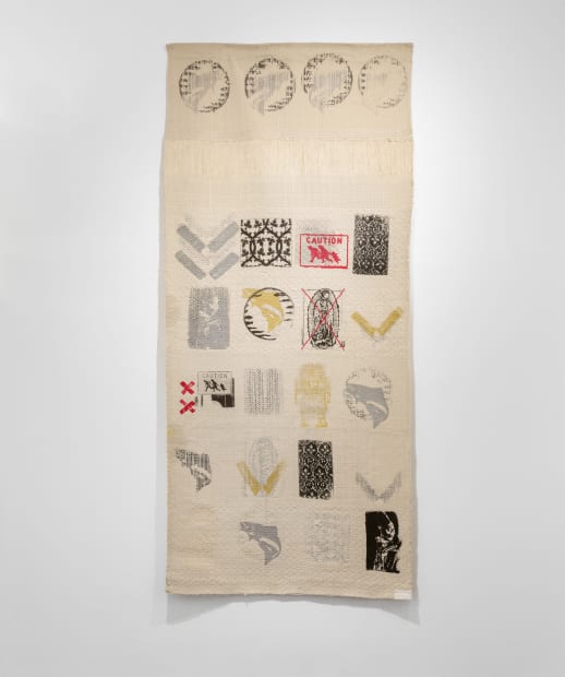 'The artist reads, deconstructs, and reappropriates border symbols to chronicle with hallucinatory imagery the colonial legacies of the Americas: brutal...