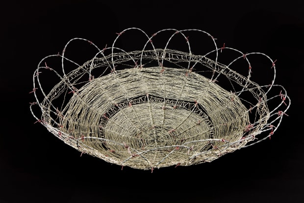 'The dominant motifs of this series are the simple tortilla and the basket, both symbols of Indigenous peoples particularly renowned...