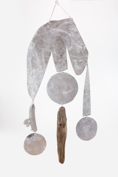 Throughout the exhibition, moments of scale and material are met with spaciousness and lightness. The suspended and wall-mounted artworks of...