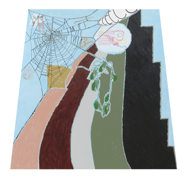 From the inclusion of unexpected materials (a rose-patterned lace ribbon, glitter bombs, the floral crescent moon), to the Crayola-crayon application...