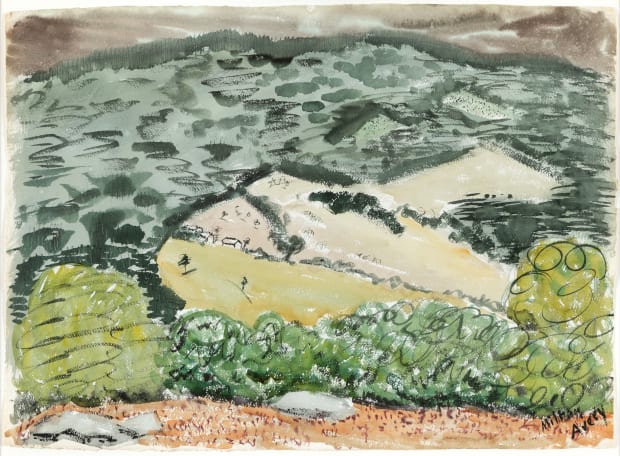 Hills and Fields, 1943, Watercolor on paper