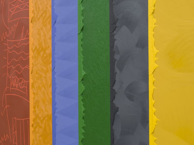 “The notations in Page relate to my sketchbook drawings for the paintings in the show. Inscribed marks on the left-hand...