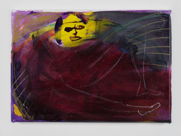 The pilot, 2021 Acrylic, ink and marker on canvas 21x30cm