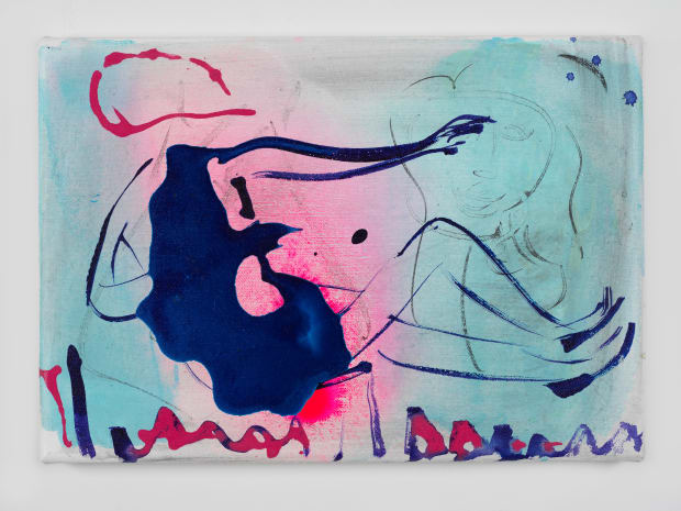 your her hair, 2021 Flashe, acrylic and ink on canvas, 21x30cm