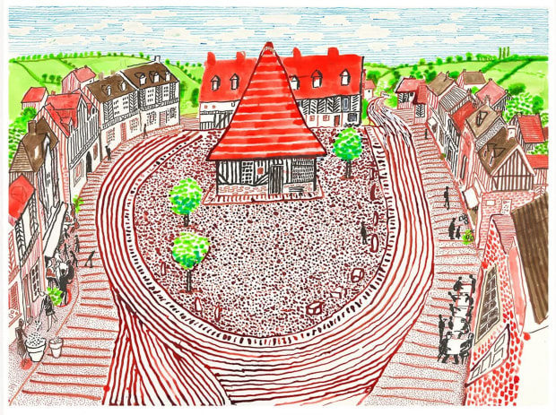 Hockney Beuvron-en-Auge Panorama