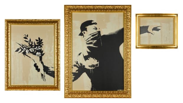 Banksy Flower Thrower Triptych