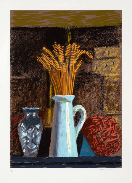 Hockney Glass Vase, Jug and Wheat