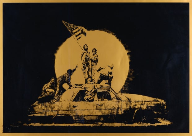 Banksy Gold Flags Print meaning