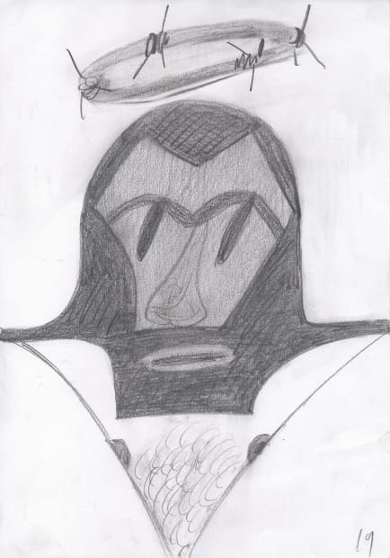 The sexy robe Jesus wore to the crucifixion. Gonçalo Pena Untitled, 2019 Graphite pencil on paper 11 3/4 x 8...