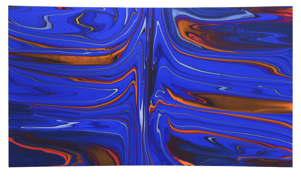 Andy Moses Morphology 1411, 2019 Acrylic on polycarbonate mounted on concave wood panel 48 1/8 x 83 7/8 in 122 x 213 cm