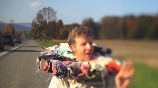 Photograph of the artist Greg Smith during a performance