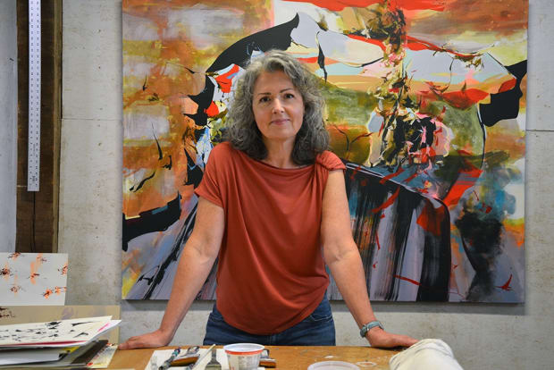 For Piotrowski, color and surface, broad brushstrokes and fine details are paramount in her abstract paintings. With mark-making that is...
