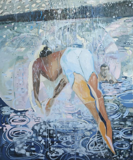 'A figure is jumping into this abstract idea of a whirlpool. This painting is based off a photo I took...