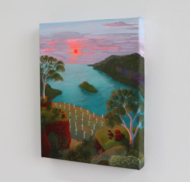 The image continues around the edges of the panel giving these works a weighted sense of objecthood and presence on...
