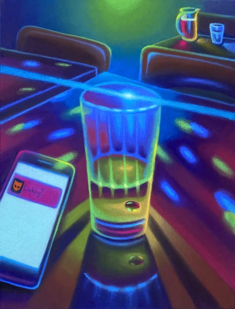 Still lifes are realised as illuminated cups that are left behind when the party is over. The aftermath of a...