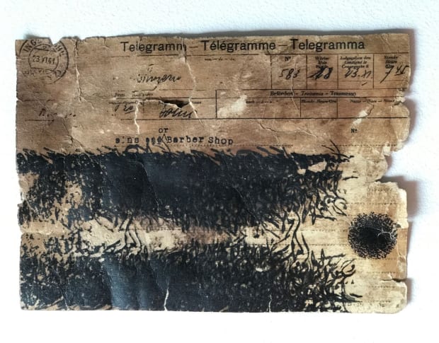 MOONIS AHMAD SHAH Telegrams to Bollywood from a Mad Landscape Scout, 2018 Print, Ink, Tea on Manually Constructed Telegrams 5...
