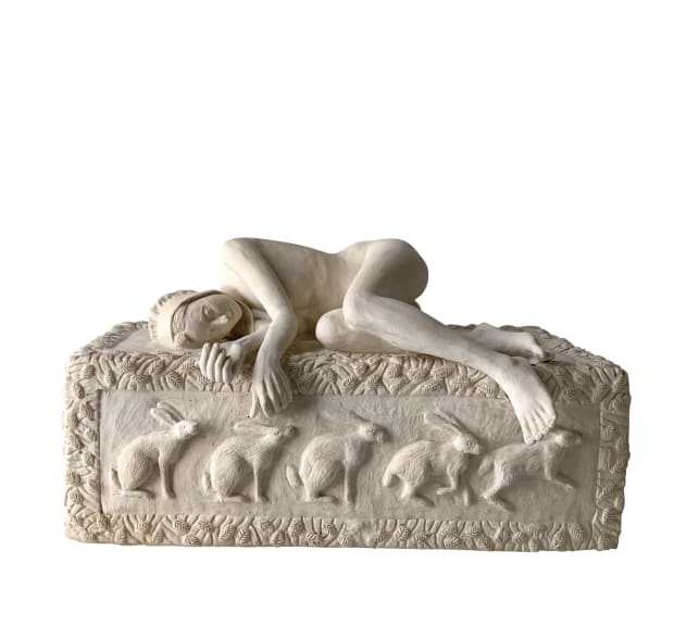 SAFE AMONG RABBITS, 2019 Porcelain 9 x 15 x 7 in. 22.9 x 38.1 x 17.8 cm. (TC 28)