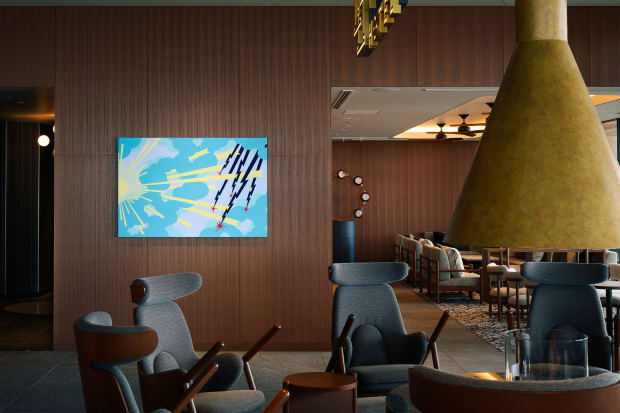 Descending Painting 'The Sun Breaking through Clouds', Acrylic on canvas mounted on panel | 97.0 x 145.5 cm | 2025