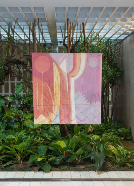 A N D R É S O U S A 'Rede/Xadrez', 2022 acrílica sobre tecido de algodão acrylic on unprimed...