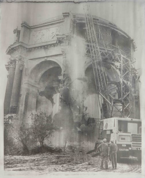 Matthew brandt Panama Pacific International Fair_AAE-0780, 2025 Gum bichromate print on paper with dust swept from under dedication benches 44.75...