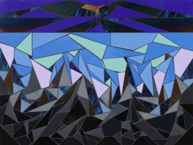 Adia Millett Sea-Sky of Gratitude, 2024 Glass, grout on wood panel 36 x 48 inches Sold