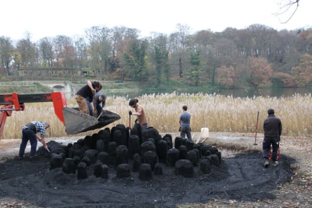 From the Vault Witness the creation of David Nash's Black Mound, a site-specific work of carved oak that was charred...