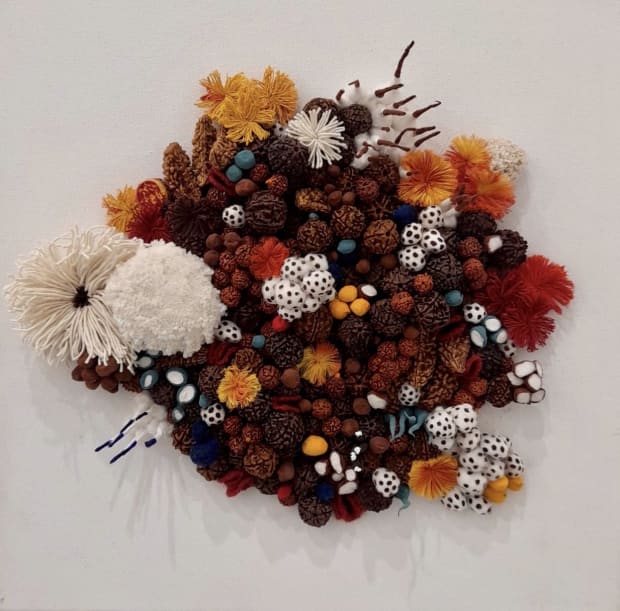 MEGHA JOSHI Quasi Ritual X and XI 12 x 12 Inches Each Materials of Hindu ritualism Ink and acrylic on...