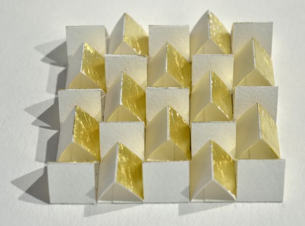 Chetnaa Fold, Bend & Overlap 12 x 12 Inches Paper on Paper with mixed media 2020