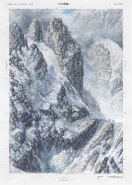 Uwe Walther&rsquo;s exhibition presents a new body of work in which views of the Alps emerge directly from the maps...