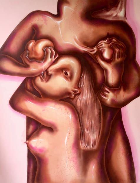 Shadi: You explore these emotional states with figures that almost melt into each other, and they’re usually surrounded by bodily...