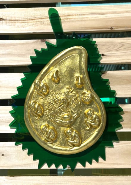 Genesis of Durian Man , 2025, Set of five. Gold leaf, high density resin panel with acrylic base.