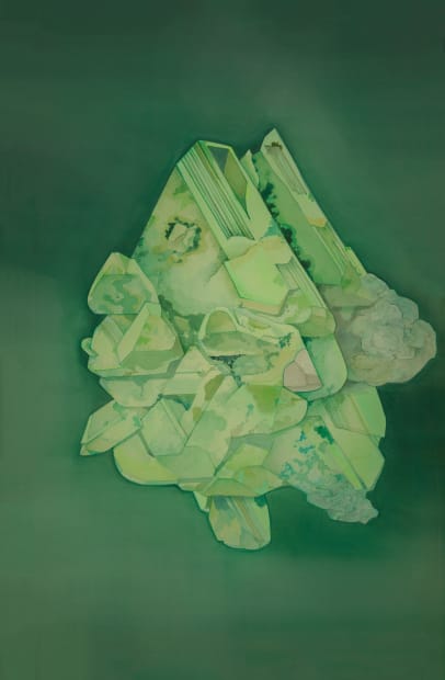 Chen Duxi's painting of the mineral Ore on a green background