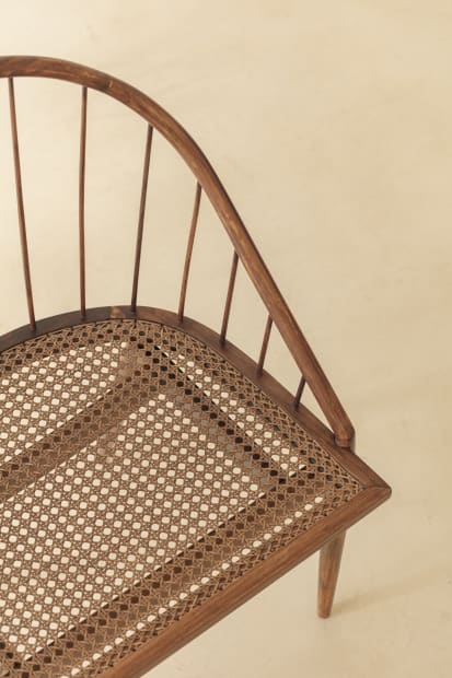 DINING CHAIRS WITH STICKS BACKS, 1948 This set of eight exquisitely crafted Cane Chairs in Amendoim Wood, designed by Joaquim...