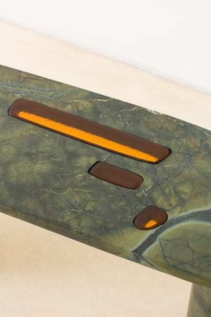 JANELAS COLLECTION Janela&rsquo;s collection features sideboards, coffee tables, and dining tables sculpted from solid, rare Brazilian quartzites, complemented by glass...