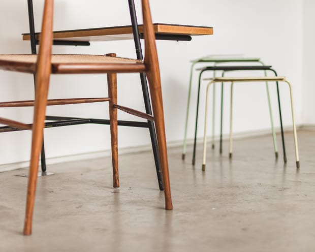 The desks and chairs presented in this room are among the first ones to be designed and manufactured in Brazil...